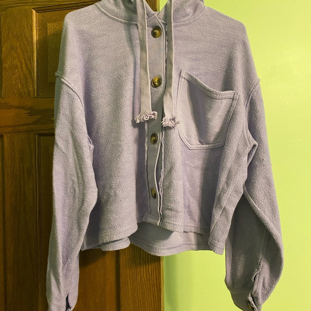 American Eagle Purple Cropped Hoodie